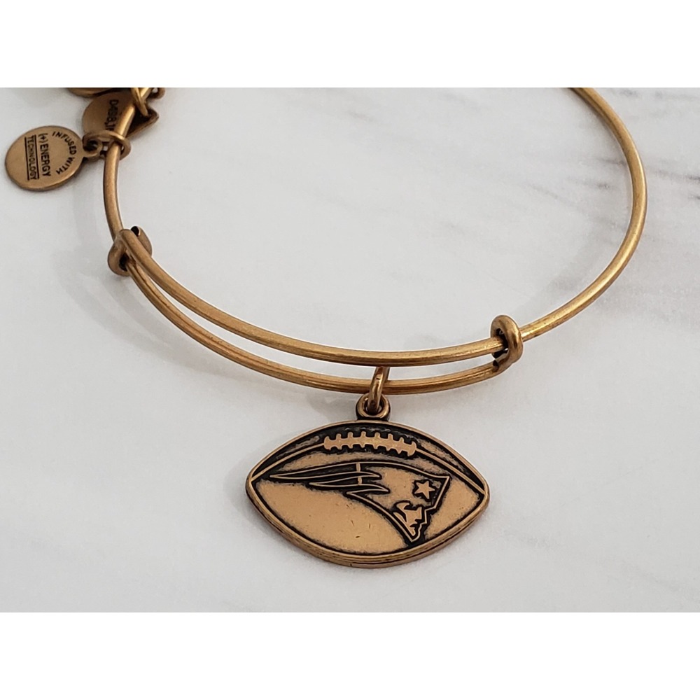NEW Alex and Ani NFL New England Patriots Football Goldtone Charm Bracelet